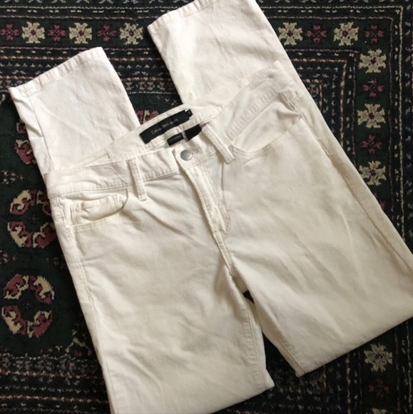 Calvin Klein Jeans Ultimate Corduroy Straight White Pants Women's Size 10 EUC - Picture 1 of 8